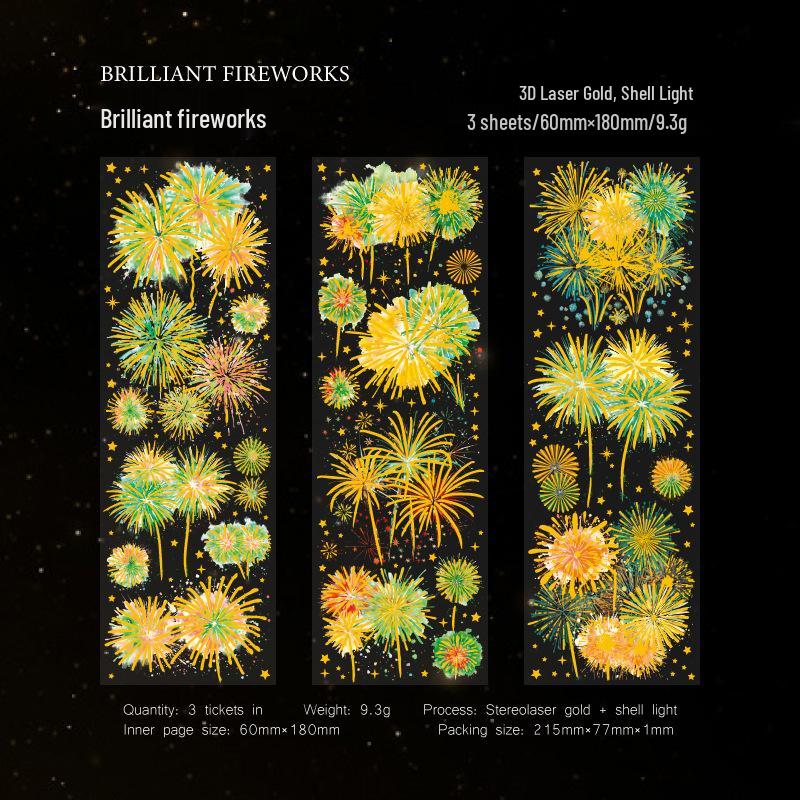 Sugar Poetry Fireworks Moment PET Sheet Stickers - Cartoon Journal Scenery Decoration