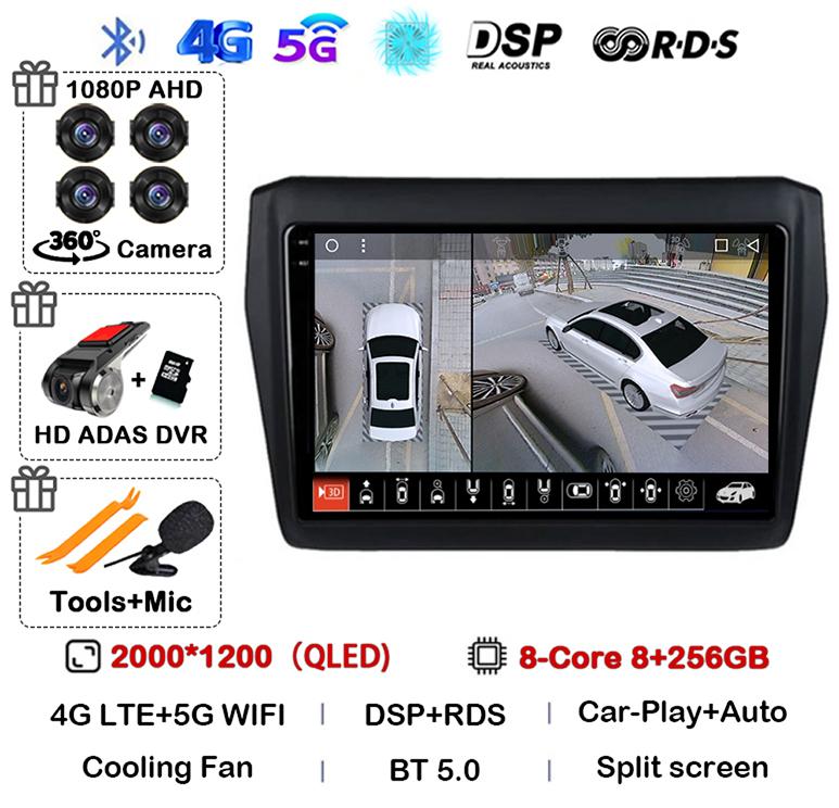 Android 14 Wireless Carplay&Auto Car Radio For Suzuki Swift 2017 2018 2019 Stereo Multimedia Navigation GPS Video Player 4G+WIFI