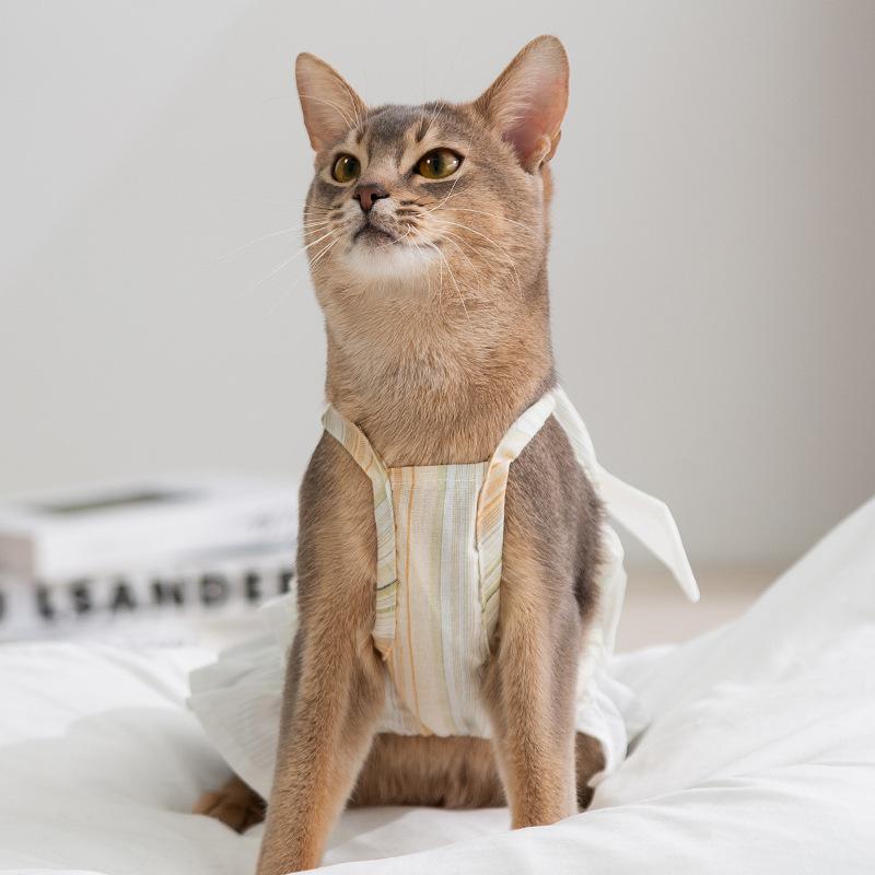 Spring and Summer Thin Muppet Blue Cat Pet Clothing Bow Suspender Skirt Small Dog Bigbear Dog Cat Clothing