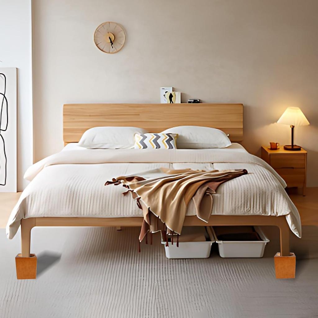 Wood Bed Furniture Risers 4 Inch Heavy Duty Risers, Supports up to 6,000 Lbs, for Sofa Couch Desk Chair Table Base Raising Space, Convenient Store