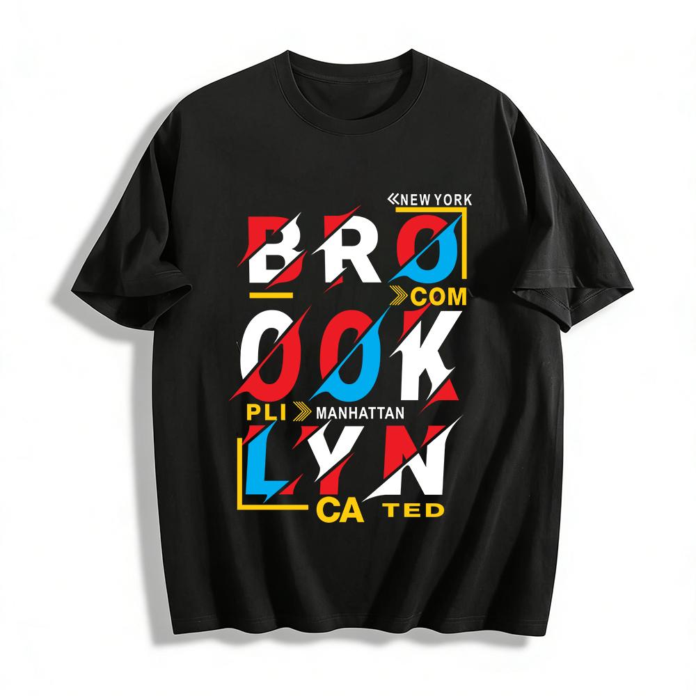 Trendy Fun Dislocated Letter Print Casual Top Pure cotton T-shirt XXS