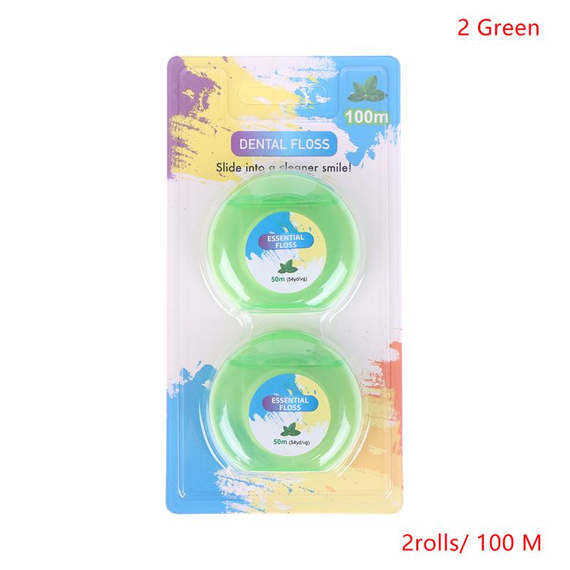 2Roll Portable 50M Dental Flosser Oral Care Essential Floss Toothpicks Dentistry Floss With Case Dental Hygiene Teeth Clean Tool