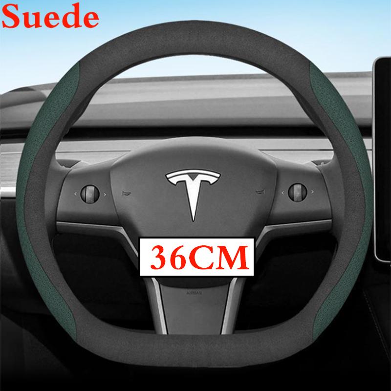 36-38 CM Potah volantu z semišové kůže pro Tesla Model 3 Y S X 2024 2025 2026 Příslušenství