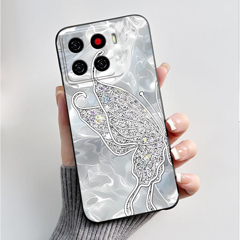 Printing Pattern Case For ZTE Blade A56 Z2473 Nubia A56 Soft Silicone Black Shell Cover For Blade A56 Pro Cute Flower Casing