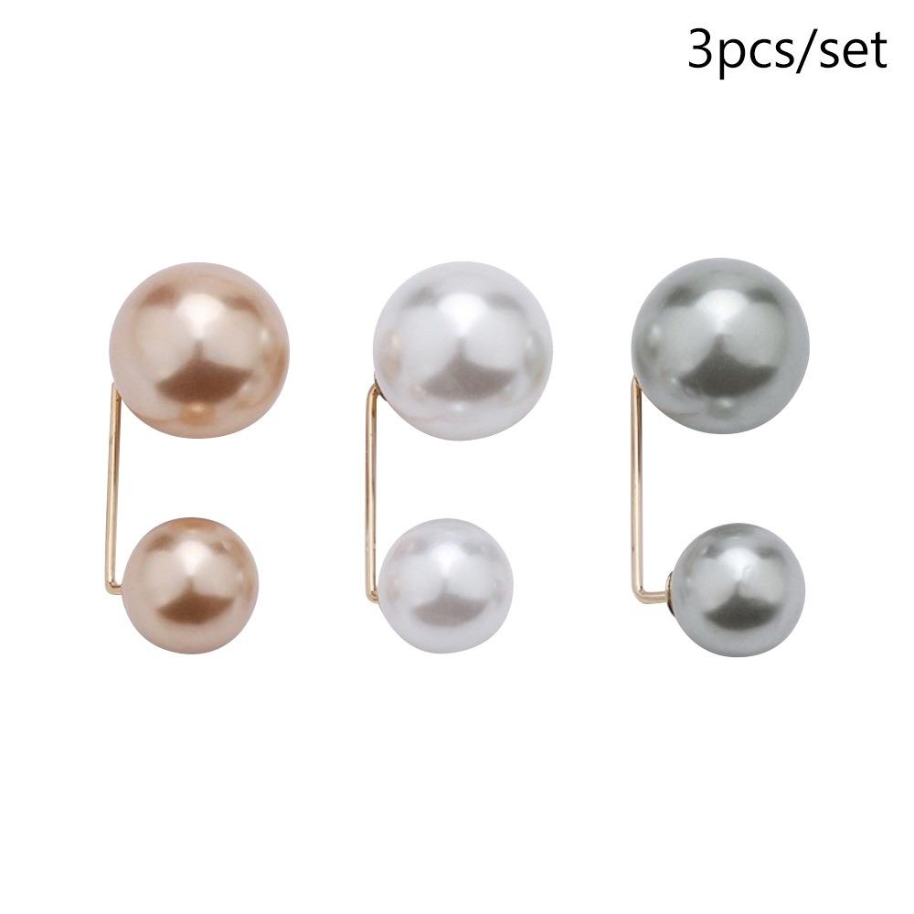 

3/6/8PCS Double Head Pin Pearl Brooch Adjustable Collar Clip Non-Slip Waist Fastening Pins Multi-Purpose DIY Sewing Brooches