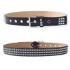 Unisex Square Bead Punk Style Stainless Steel Rivet Hip Hop Belt for Jeans