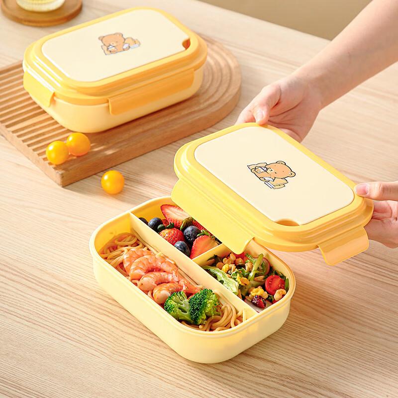 Cream Style Japanese Divided Bento Lunch Box with Cutlery