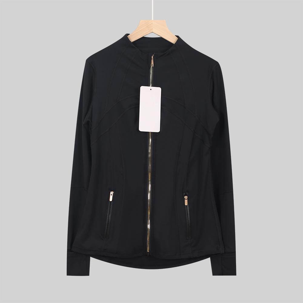Lulu Original Damen Slim Fit Elastische Formgebende Lange Jacke Mantel mit Stehkragen für Yoga und Laufen