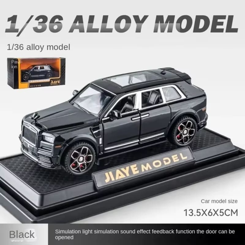 

1:36 Модель автомобиля Cullinan из сплава, литая игрушка со звуком и светом, украшения для автомобиля, игрушка со звуком и светом, детский подарок, модные аксессуары чёрный