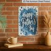 2D Flat, 1pc Watercolor Blue Heart Father's Day Metal Wall Art Sign "Happy Father's Day" - 8*12 Inch Aluminium Rustic Home Decor, Minimalist Style