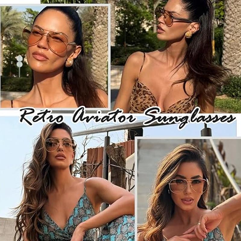 New Y2k Vintage Metal Pilot Sunglasses for Women Men Punk Popular Outdoor Driving Luxury Sun Glasses Shades UV400