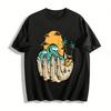Handheld Island Camping Surf Print Casual T-Shirt Pure Cotton T-shirt