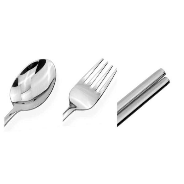 Kitchen Oil Children's Laser Miffy Stainless Steel Spoon Fork Chopsticks 2 Set, 2 Spoons+2 Forks+2 Chopsticks, Mixed Colors, Korean Popular Tableware