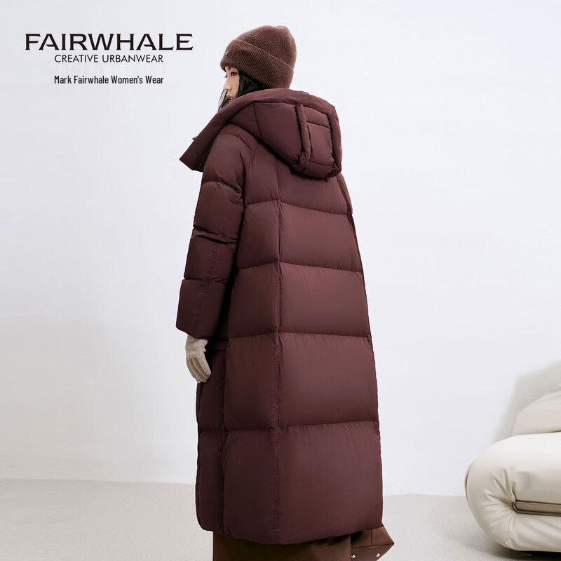 

Mark Fairwhale Women s Hooded Long Over-the-Knee Down Jacket S (80-100 Jin)