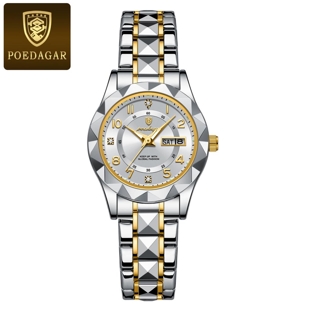 Top Brand New Women's Quartz Watch Waterproof Luminous Double Calendar Fashion Women's Watch
