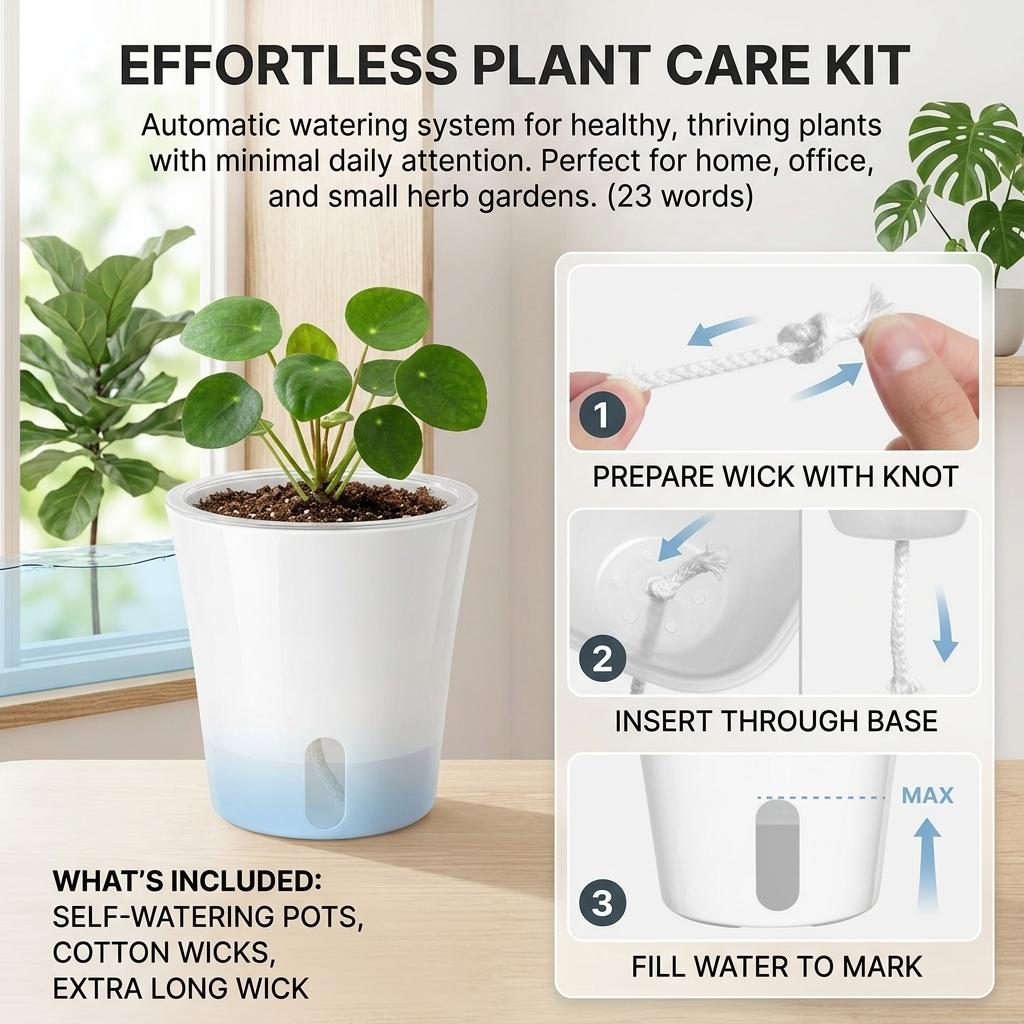 Self Watering Succulent Planter Box Dry Wet Separation Design White Plastic