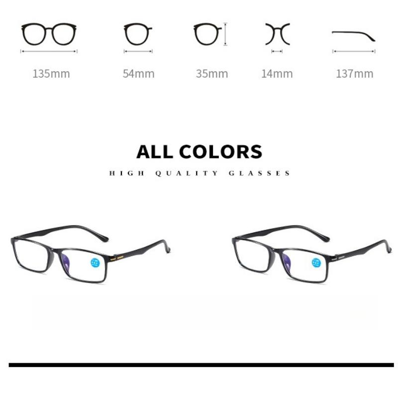 TR90 Anti-blue Light Presbyopia Glasses Men and Women Classic Vintage Square Frame Reading Glasses Fashion Farsighted Glasses +4.0