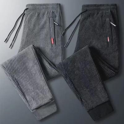 Pantalones rectos holgados de pana estilo Hong Kong para hombre Otoño/Invierno - Talla grande Pantalones casuales