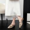 Y579-1 thick-heeled slippers 2025 new small square head outer wear women's summer outer wear with skirt high-heeled sandals women