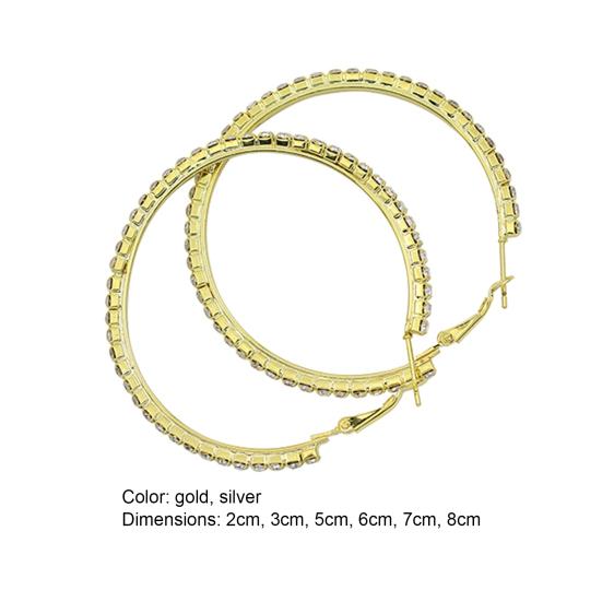 1 Pair Cirle Earrings Rhinestone Decor Jewelry Alloy Women Big Hoop Earrings for Birthday Pary