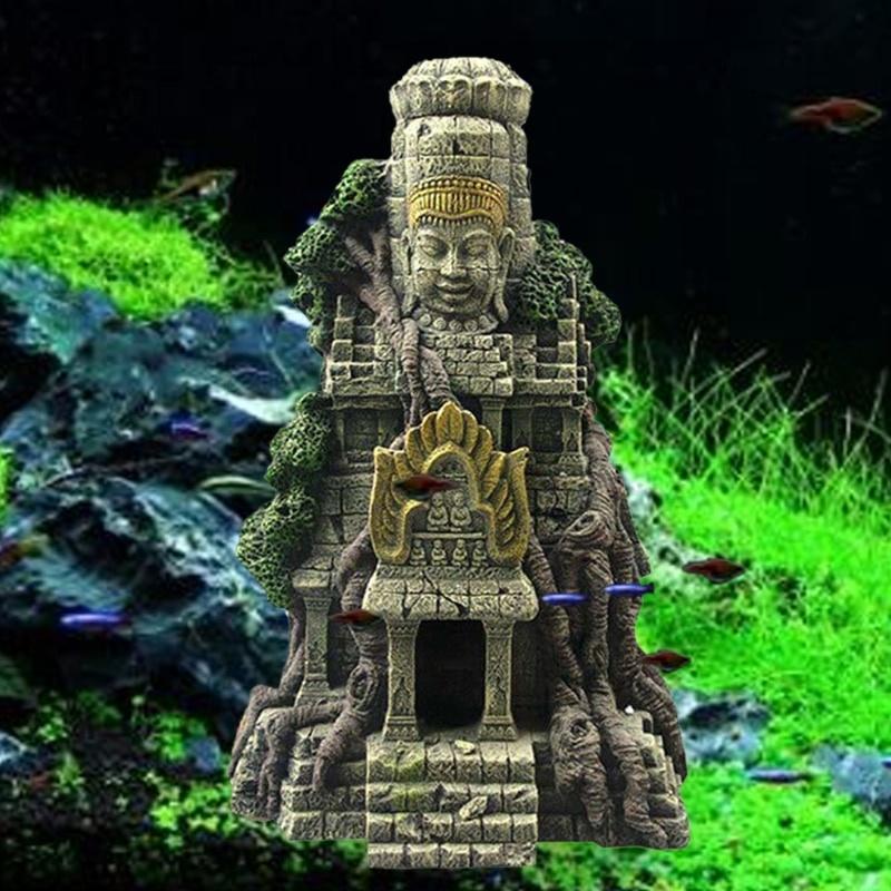1PC Vietnamese Temple Fish Tank Landscaping Ornament Simulation Crafts Aquarium Decorations.