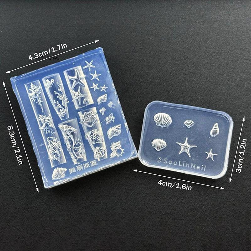 3D Silicone Carved Shell Conch Nail Art Mold Ocean Style Soft Silicone Nail Design Template DIY Nail Accessories for Salon