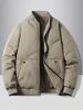 Chao Lun Bu Men's Thick Stand Collar Jacket - High-End Autumn/Winter Warm Cotton Dad Coat