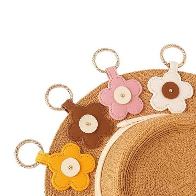 PU Leather Magnetic Hat Clip Portable Flower Design Hat Keeper Buckle Durable Travel Sun Hat Holder Outdoor Activities