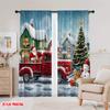 2 szt., Drukowane na płasko 2D Zasłony filtrujące światło Pociąg Wigilijny Wszechstronna tkanina poliestrowa (bez pręta) Wakacje dla życia