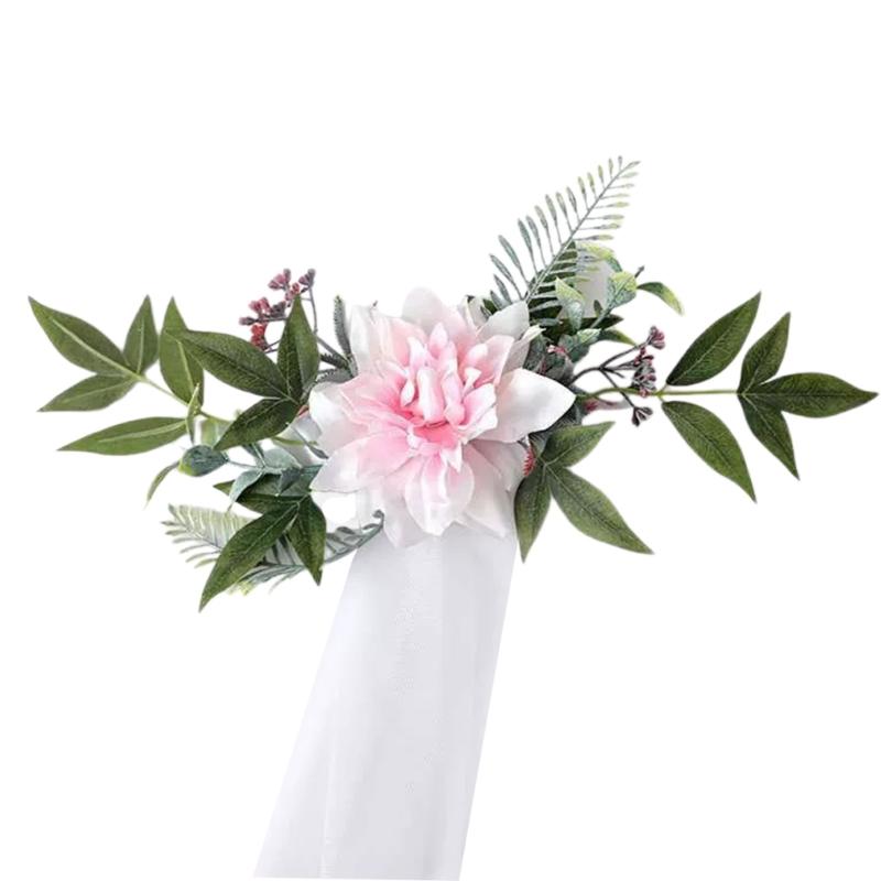 

Elegant Artificial Flower Chair Adornment for Wedding Venues and Party Decors for Weddings Soft Artificial Flowers рожевий