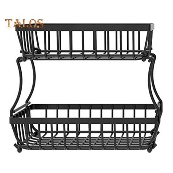 Obstkorb mit 2 Ebenen für die Arbeitsplatte in der Küche, stabile Gemüseaufbewahrung aus Metall, Brotschüsselständer, Draht-Organizer für Kartoffeln und Zwiebeln