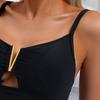 Summer Monokini Sexy One Piece Swimsuit Solid Color Deep V Neck Backless Slim Fit