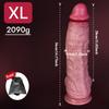 Extra Large Realistic Liquid Silicone Dildo, S/L/XL/XXL Sizes, Thick Soft Skin-Like Texture with Strong Suction Cup, Hands-Free Adult Toy