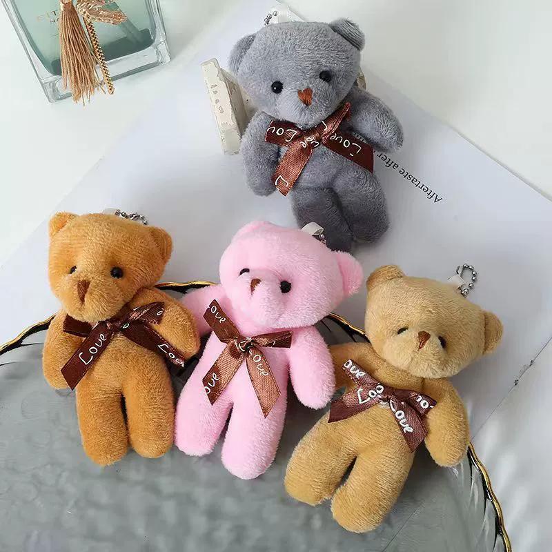 6/1s Mini Bear Plush Keychain Colorful Bear Stuffed Toy School Bag Pendant Teddy Doll Graduation Party Supplies Wedding Gift