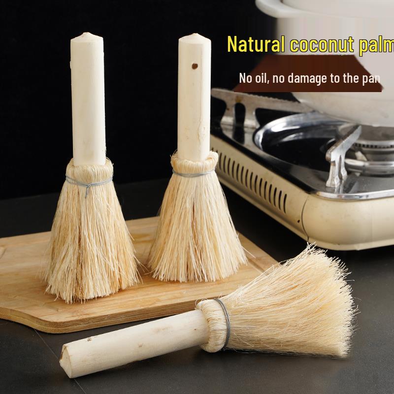 Long-Handled Coconut Fiber Dishwashing Brush - Non-Scratch, Non-Stick, Decontamination Cleaning Tool