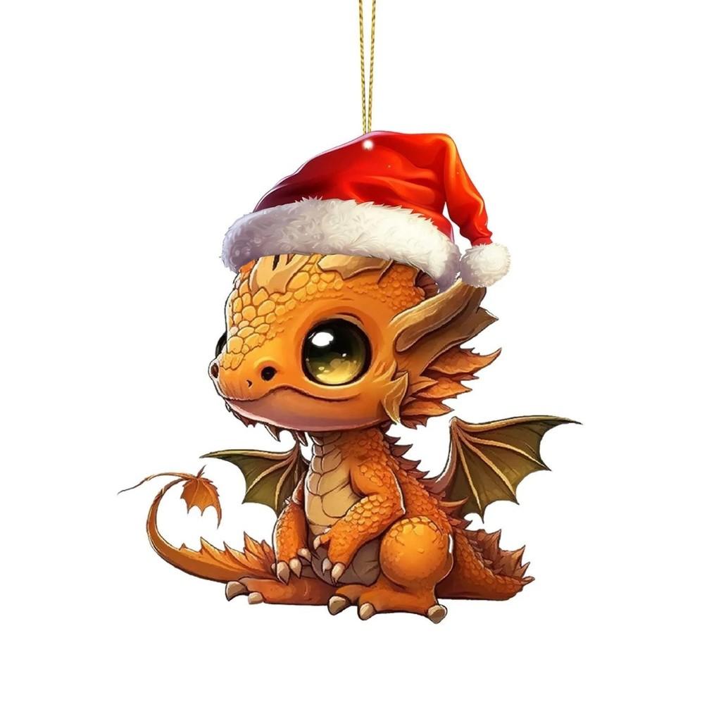 Charming Cartoon Christmas Dragon Car Decor Bright Festive Hanging Ornament Homes For