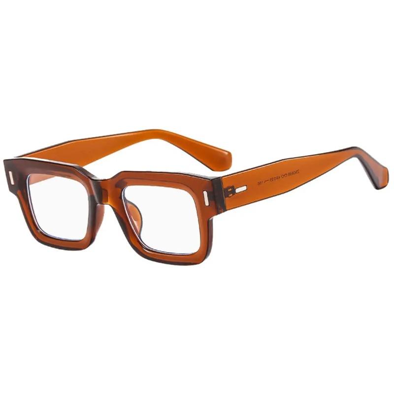 Retro Men Tea Color Square Reading Glasses Women Female Clear Resin Lens Big Eyeglasses Frame Presbyopic Glasses Oculos De Grau