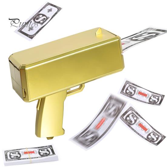 

Електричний шутер із 100 фальшивими реквізитами для грошей Ручний розпилювач грошей на батарейках Діти Дорослі Вечірка Автоматична іграшка для метання грошей золотистий