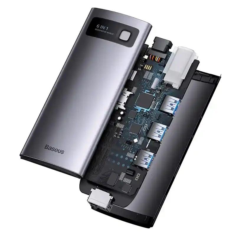 Hub 6W1 Baseus Starjoy Series, Usb-C Do Hdmi + 3 X Usb 3.0 + Usb-C Pd + Rj45