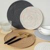 1pc Natural Table Mat Insulation Pad Soft Heat Insulation Japanese Style Non-slip Cotton Simple Oval Woven Mat Kitchen Supplies