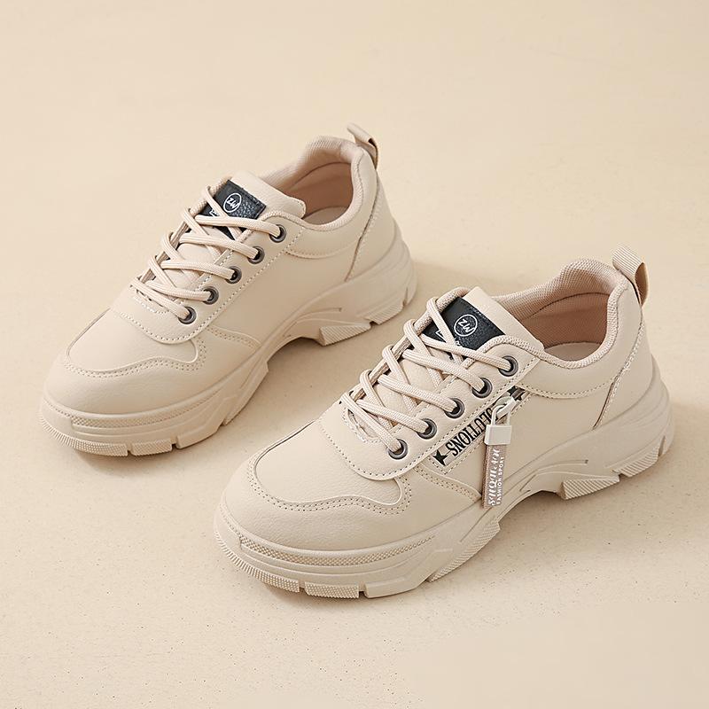 

Platform white shoes women s 2025 new spring Martin leather versatile sports shoes female students Korean version of casual board shoes 35 хаки