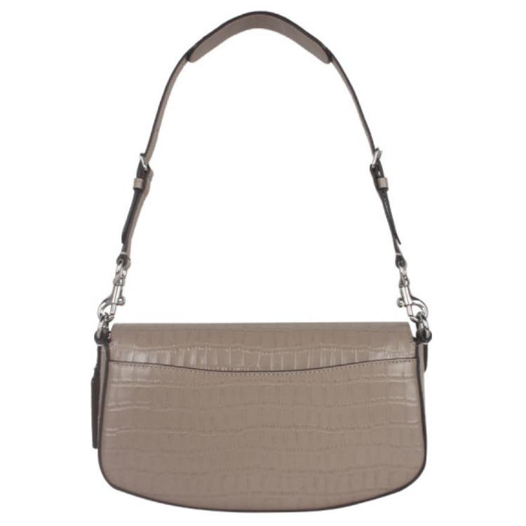 Coach Andrea 24 Metal Logo Leather Tote Shoulder Bag Medium Women Handbags Gray CT770-SVST