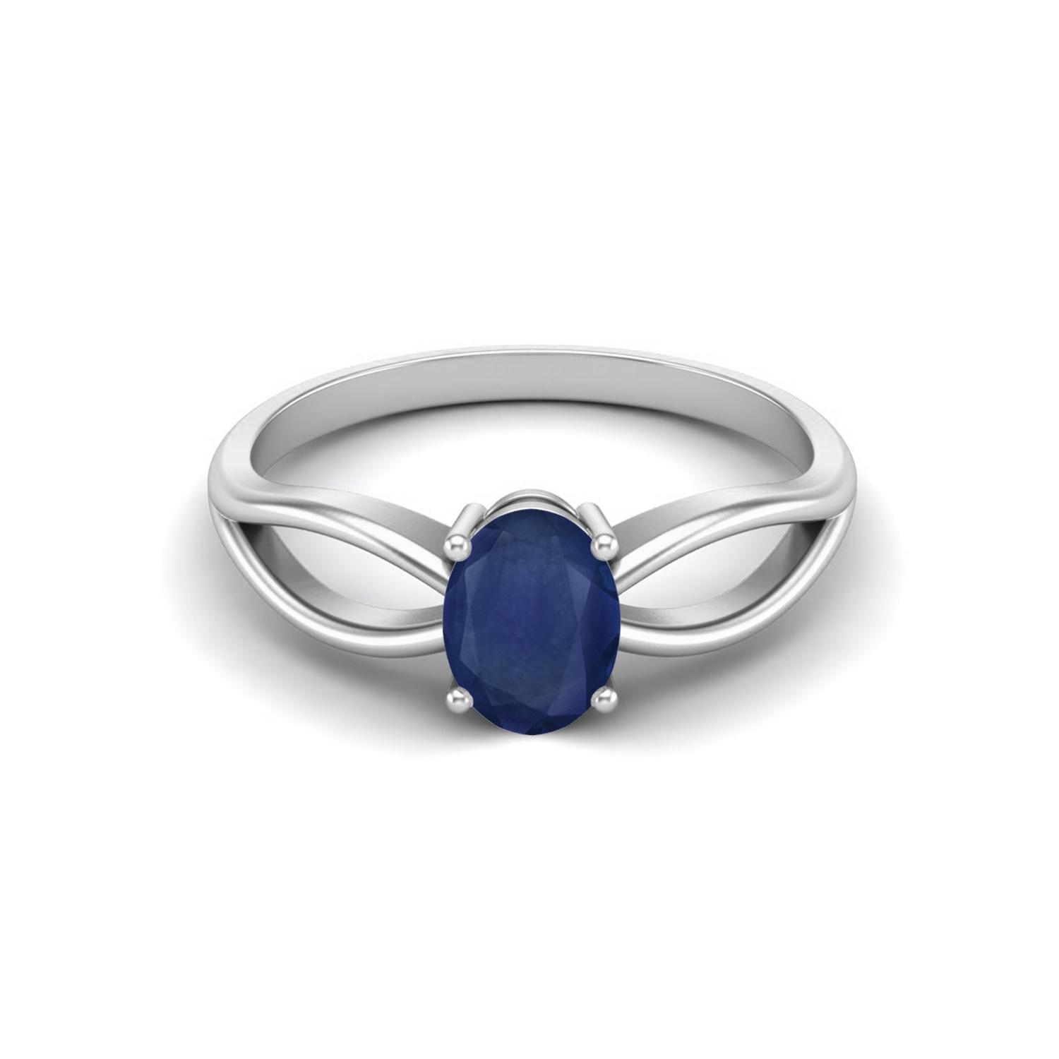 7X5mm Oval Blue Sapphire 925 Sterling Silver Women Wedding Solitaire Celtic Ring
