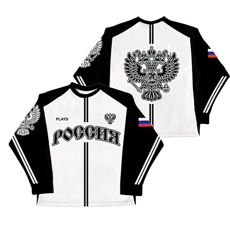 European and American Y2K street printed loose round neck top