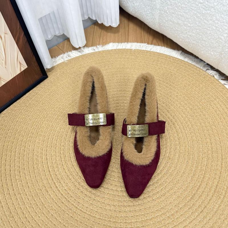 

Cowhide version~ Leather inner height increase, small Mary Jane fluffy shoes, women s commuting thick heel velvet single shoes 39