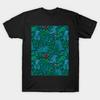 Men Black Print T-shirt Green Plants, Leaves And Dinos No-Cut Transfer Paper Print Cotton Tshirt