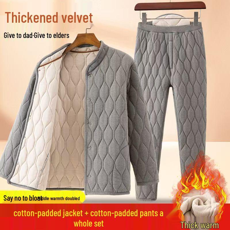 

Men s Fleece-Lined Winter Jacket for Middle-Aged & Elderly XL (120-140 kg) сірий колір