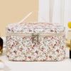 Women Cotton Makeup Bags Vintage Cosmetic Case Flower Large Capacity Tote Portable Cosmetic Storage Handbag Travel Organizer Bag
