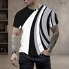 Mens Plus Size T Shirt Round Neck Short Sleeve Abstract Geometric Printed Black White Gray Pullover Straight Hem