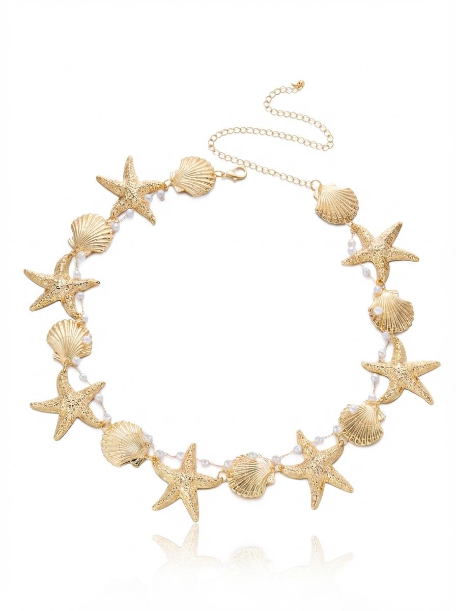 Metal Starfish Shell Waist Chain Women Beach Party Club Bikini Body Chain Vacation Jewelry Gift